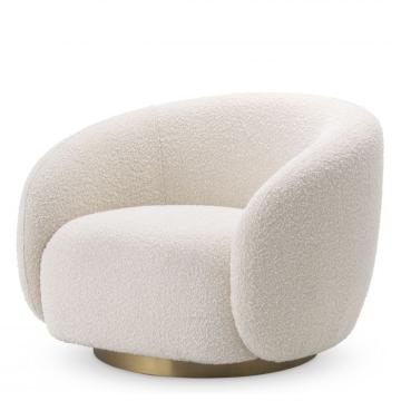 Brice Swivel Chair in Boucle Cream