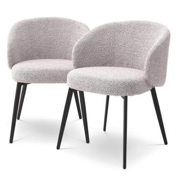 Lloyd Dining Chairs with Arm in Boucl‚àö¬© grey Set of 2 