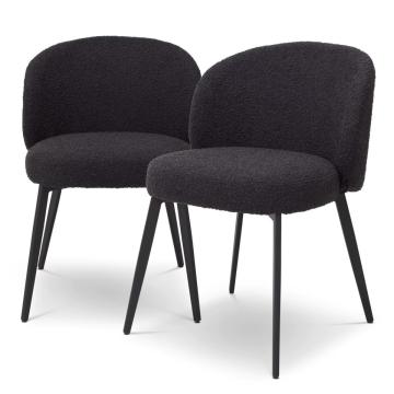 Lloyd Dining Chairs in Boucl‚àö¬© black Set of 2
