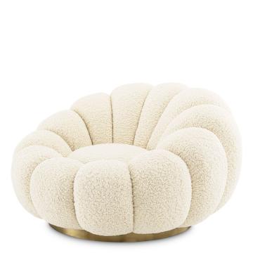 Eichholtz Mello Swivel Armchair in Faux Shearling