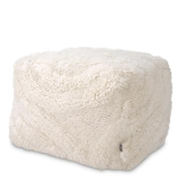 Neutral Fluffy Wool Mix Stool Andres in Ivory