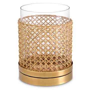 Hurricane Rattan & Brass Finish Vase Zimmerman - Small