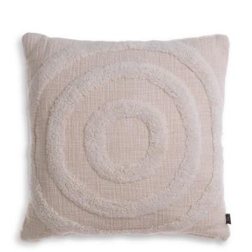 Cotton Cushion Morpheus with Fleece Circle Detailing Off White Small