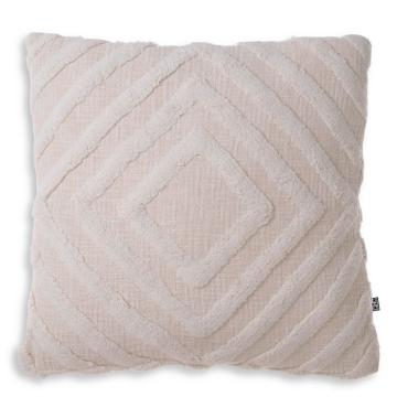 Cotton Cushion Magan with Fleece Diamond Detailing Off White - Large 