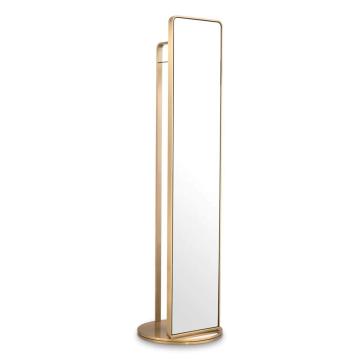 Floor Mirror Novo with Coat Rack in Brushed Brass Finish