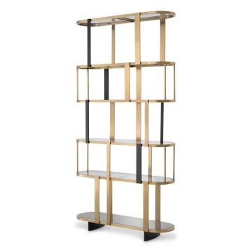 Shelving Unit Clio Round in Brushed Brass Finish