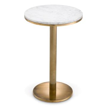 Side Table Tavolara Vintage Brass Finish & White Marble