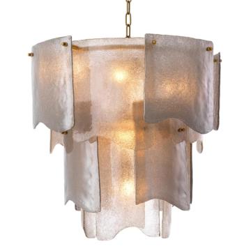 Chandelier Asinara Small in Antique Brass Finish & Smoke Glass