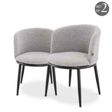 Fimore Dining Chair Set of 2 in Boucle Grey