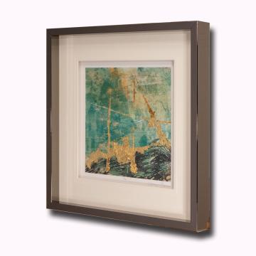 Teal & Gold Abstract Print - Teal Lace Square 2 By Jennifer Goldberger