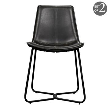 Charcoal Black Industrial Dining Chair Set of 2