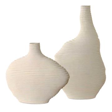 Duostacked Matte White Vases, Set of 2