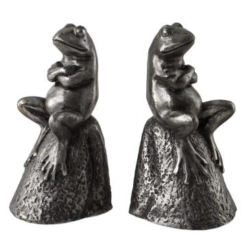 Daydreaming Frogs Aged Silver Bookends, Set of 2