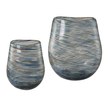 Aurora Swirl Glass Vases, Set of 2