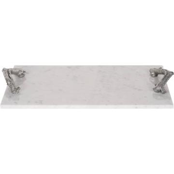 Marble Tray with Silver handles