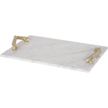 Marble Tray with Gold Handles