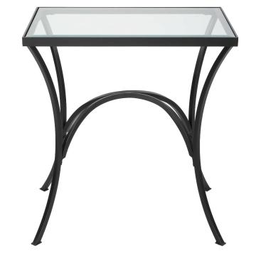  Alayna Black Metal & Glass End Table