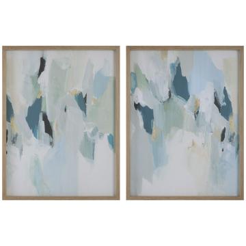  Seabreeze Abstract Framed Canvas Prints Set/2