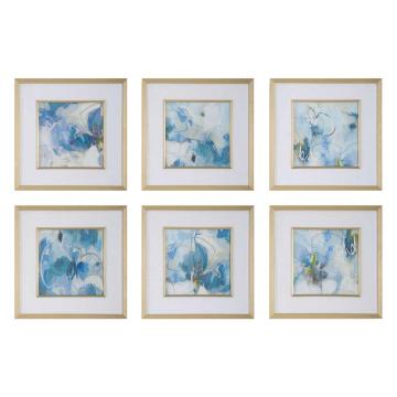Fresh Start Blue Abstract Prints, Set of 6
