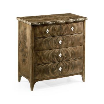Small Bleached Mahogany Chest of Drawers with Bone Inlay