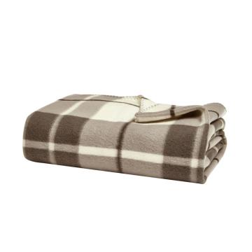 Aria Small Natural Checked Fleece Blanket