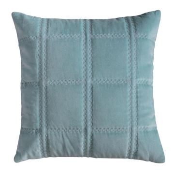 Julian Quilted Velvet Cushion in Duck Egg