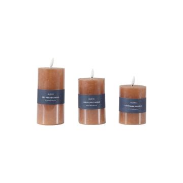 LED Candle Rustic Amber Set of 3