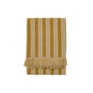 Jacquard Weave Throw with Fringe Ochre