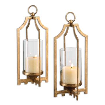  Lucy Gold Candleholders S/2