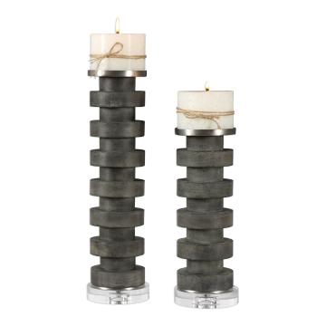  Karun Concrete Candleholders S/2