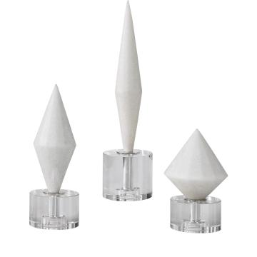  Alize White Stone Sculptures S/3