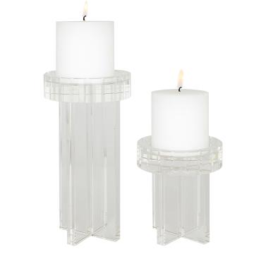  Crystal Pillar Candleholders, Set/2