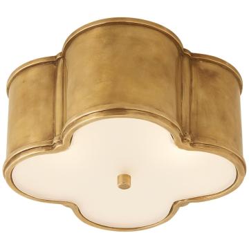 Basil Small Flush Mount in Natural Brass with Frosted Glass