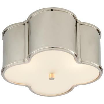 Basil Small Flush Mount in Polished Nickel with Frosted Glass