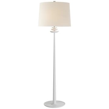 Beaumont Floor Lamp in White with Linen Shade
