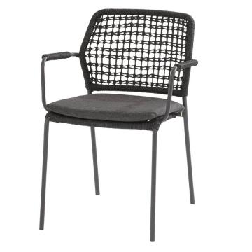 Set of 6 Barista Stacking Outdoor Dining Chair with Cushion | Anthracite