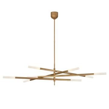 Rousseau Grande Eight Light Articulating Chandelier | Age Burnished Brass