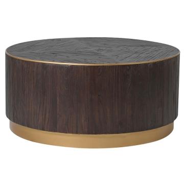 Pavilion Chic Coffee Table Round Brushed Elm & Copper