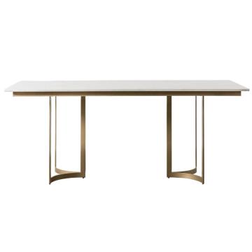 *Table* April Gold Dining Table with White Marble Top