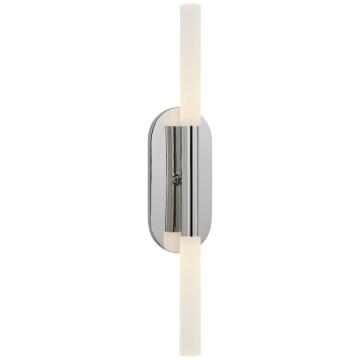 Rousseau Medium Vanity Sconce in Polished Nickel with Etched Crystal