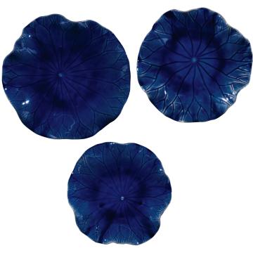  Abella Blue Ceramic Wall Decor, S/3