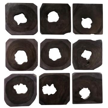  Bahati Ebony Wood Wall Art, S/9