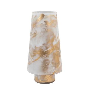 Marble Swirl Hurricane Large Gold Candle Holder