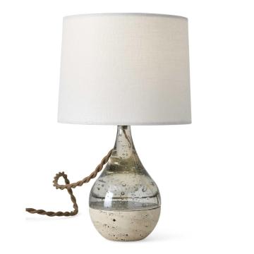 Tiny Bubbles Glass & Travertine Mini Lamp