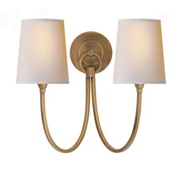 Reed Double Wall Light | Antique Brass