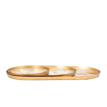 Senori Round Marbled Tray Set of 3