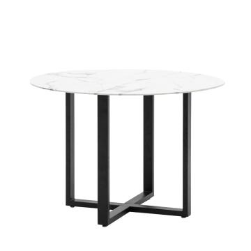 Erzo Round Dining Table White Marble Effect