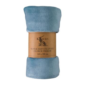 Monmouth Rolled Flannel Fleece Throw in Denim Blue