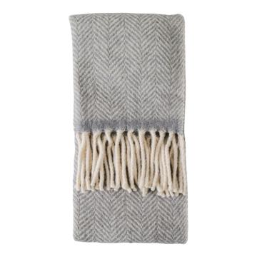 Lotus Grey Wool Throw Blanket