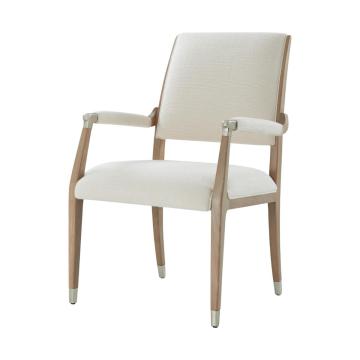 Origins Wooden Upholstered Dining Arm Chair in Sesame Finish